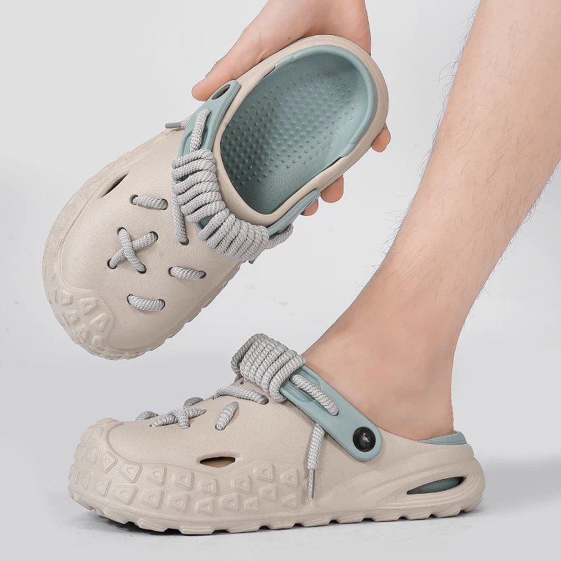 Alta qualidade verão novos homens moda caverna jardim sapatos confortáveis sola macia ao ar livre indoor anti-deslizamento praia tendência slides mule