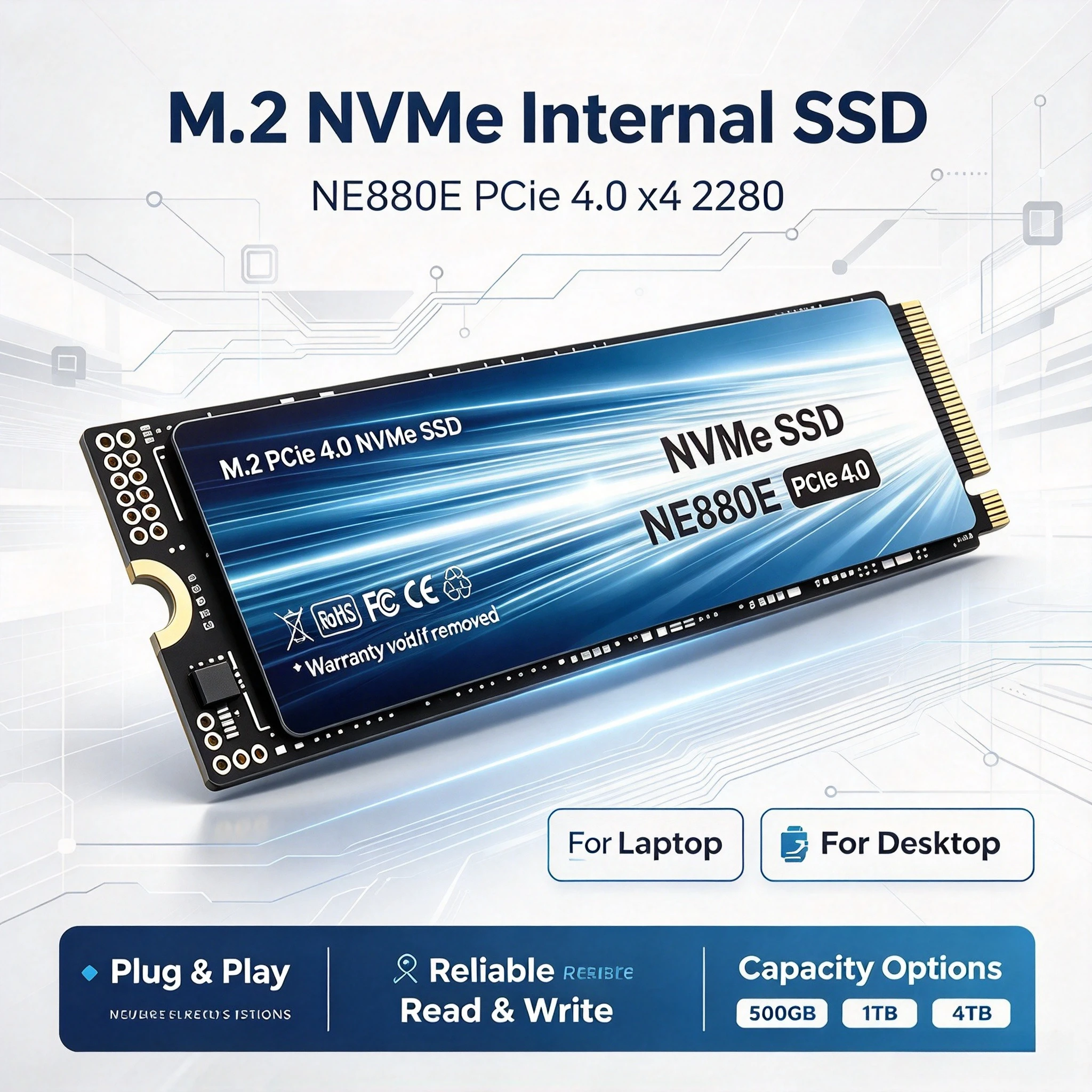 NE880E M.2 SSD Hard Disk 2TB 4TB NVMe M2  SSD 500GB PCIe 4.0 Internal Solid State Drive For Laptop Desktop PC