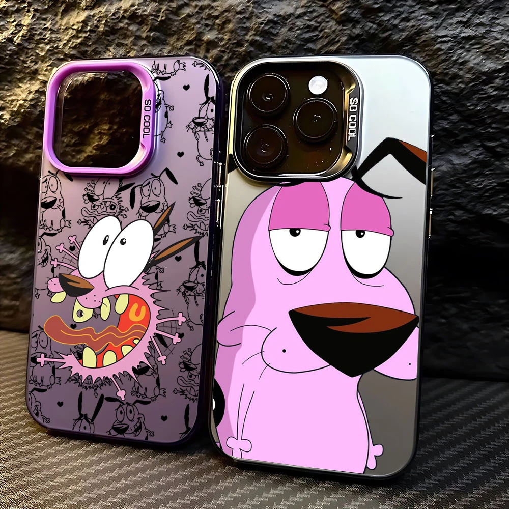 CARTOON COURAGEOUS Phone Case For Cowardlys Dog iPhone 16 15 14 13 12 11 Pro Max X  8 7 Plus Candy Matte Shockproof Back Cover