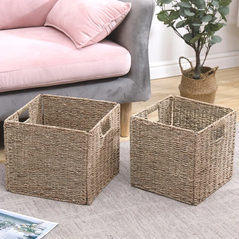 

Woven Farmhouse Kitchen Storage Organizer Basket Bin with Handles for Cabinets,Pantry,Bathroom,Laundry Room