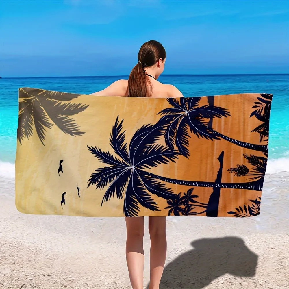 Vintage Palm Tree Beach Towel Patterned Sunscreen And Windproof Suitable For Swimming Pool Camping Travel Blanket