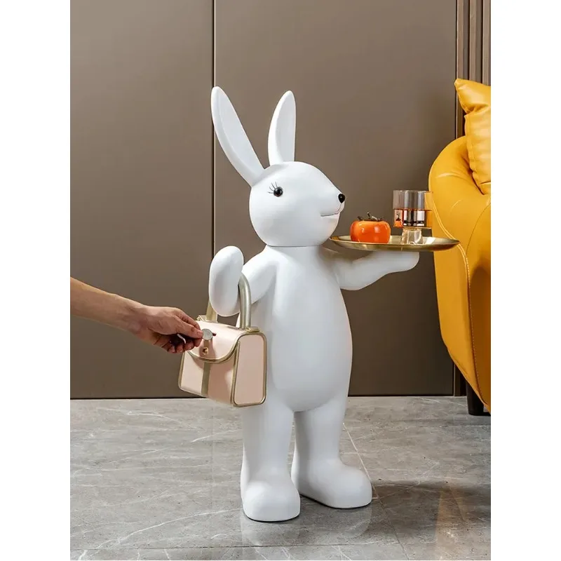 Nordic Light Luxury Home Decor Cartoon Rabbit Resin Statue Sculptures Living Room Decoration Large Animal Figurines Holiday Gift