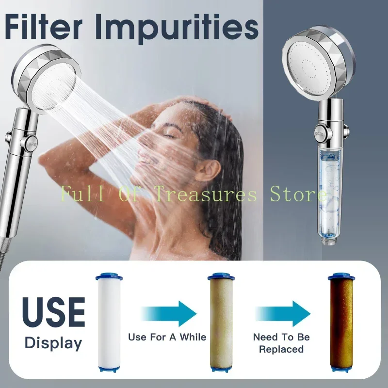 Water Saving Shower Head High Preassure Turbo Propeller Flow Showerhead with Fan Built-in Filter Rainfall Bathroom Accessories