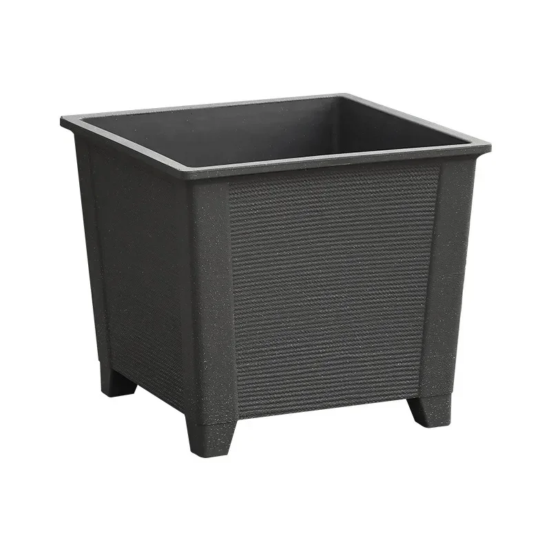 Extra large square flower box resin imitation stone thickened flower box imitation cement outdoor shopping mall special planting