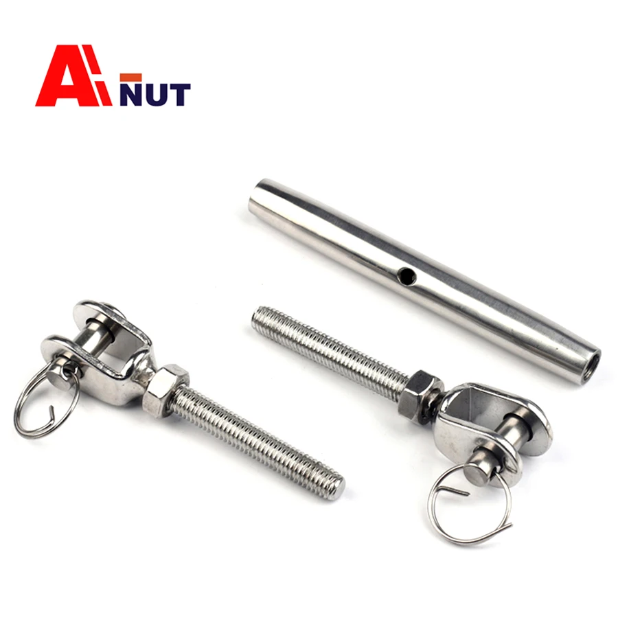 M5 Turnbuckle Hook , 304/316 Stainless Steel Turnbuckle Bolt Wire Rope Tensioning Tightener Tight Connector , J013