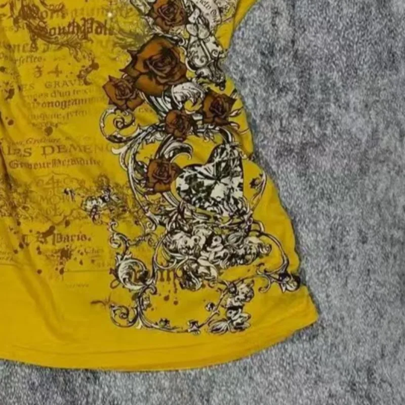 Amerikaanse Punk Hottie T-shirt Retro Subcultuur Gothic V-hals T-shirts Mode Harajuku Esthetische Gedrukt Tees Vrouwen Chic Slim Tops