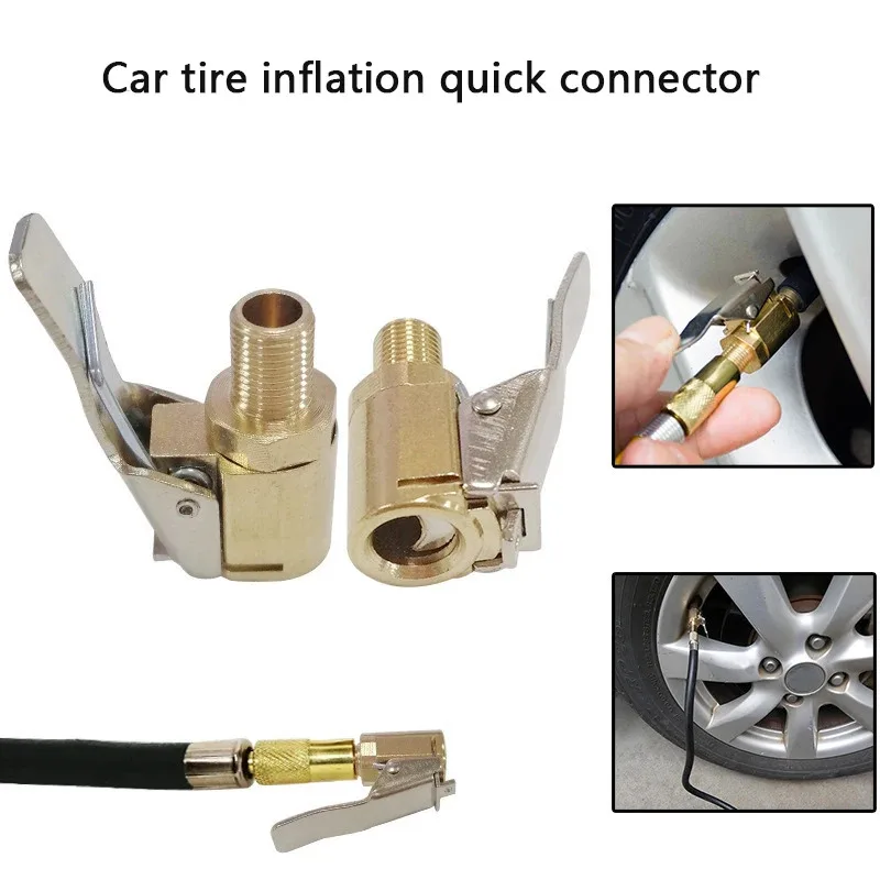 1/2/4Pcs Advanced Car Tire Inflator Pump Valve Connector Clip-on Adapter Car Brass Tyre Wheel Valve For Inflatable Pump