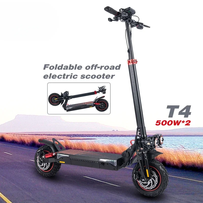 T4 500W عالية الطاقة محرك مزدوج قابل للتعديل ارتفاع على الطرق الوعرة للطي الكبار سكوتر كهربائي #1