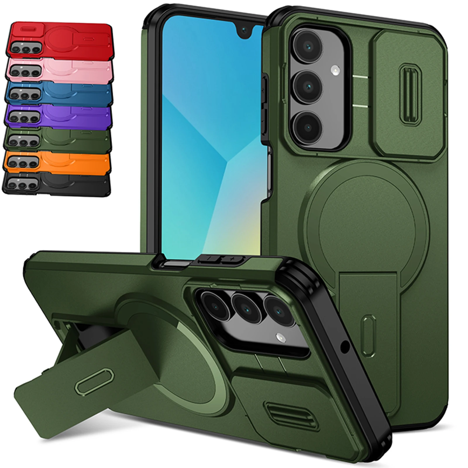 Rüstung Funda Fall Slide Objektiv Schützen Telefon Fall Für Galaxy A17 A15 A26 A26 A36 A56 A16 Magnetische Drahtlose Aufladen