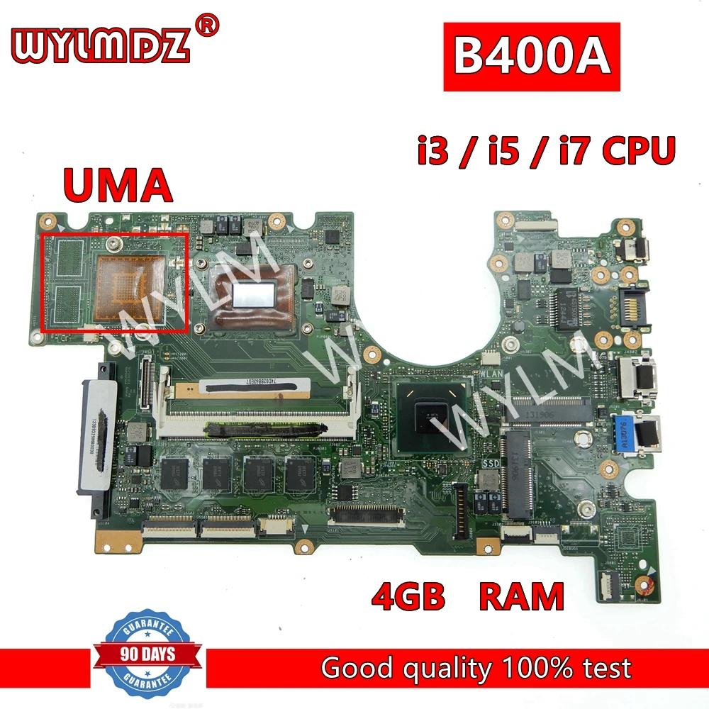 

Материнская плата для ноутбука B400A 4 Гб RAM i3 / i5 / i7CPU Материнская плата Asus Pro B400A B400V