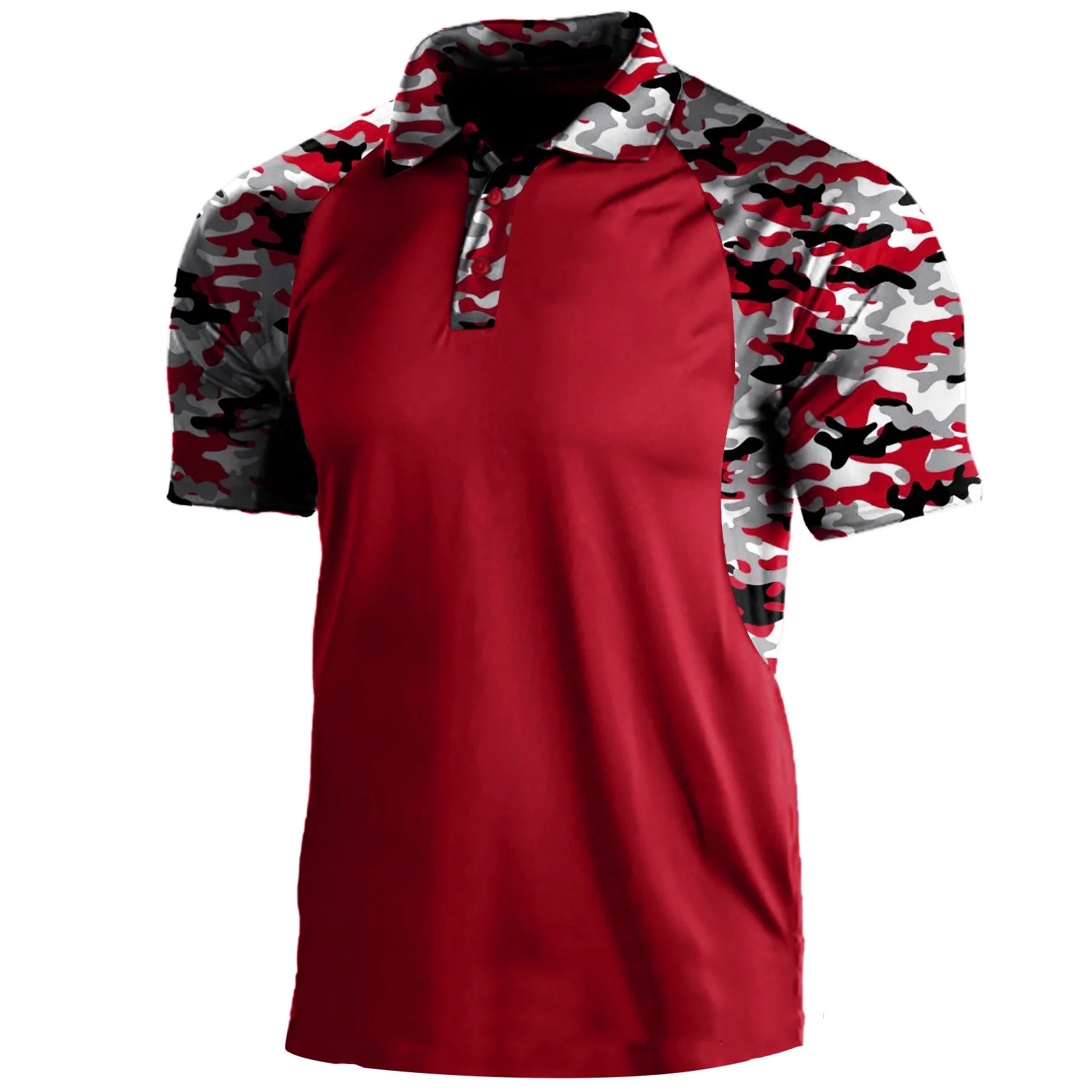 Summer Print Polo Shirts Men Fashion Camouflage Patchwork Short Sleeve Polos Outdoor Sports Fitness Tops Mens Breathable Tees