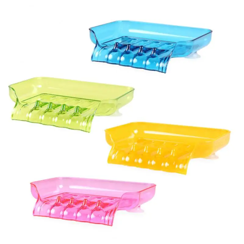 1PC Waterfall Soap Holder Non-Slip Soap Dish Suction Cup Drain Soap Shower Soap Container Plastic Soap Tray For Bathroom