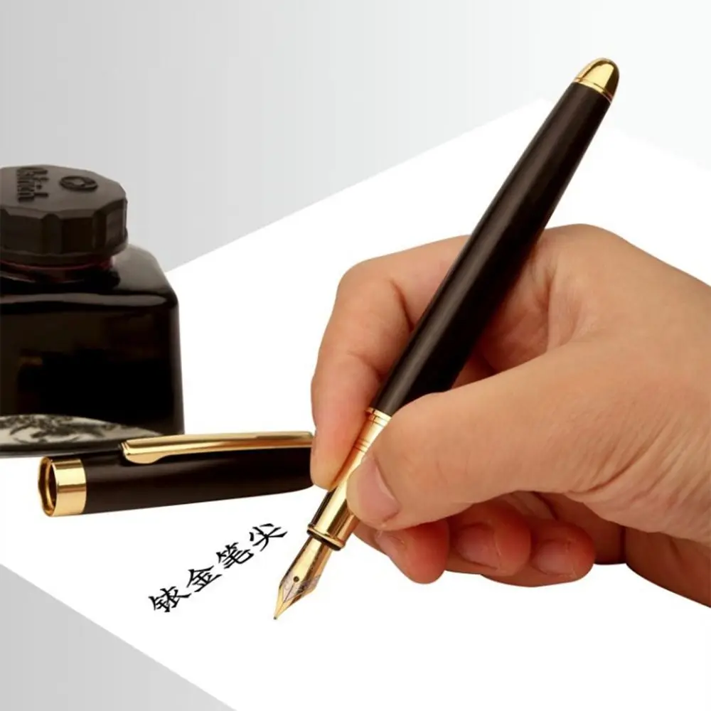 Pluma estilográfica de madera de alta gama, escritura suave, pluma estilográfica de caligrafía de lujo, exquisita pluma de firma de negocios de 0,5mm, escuela
