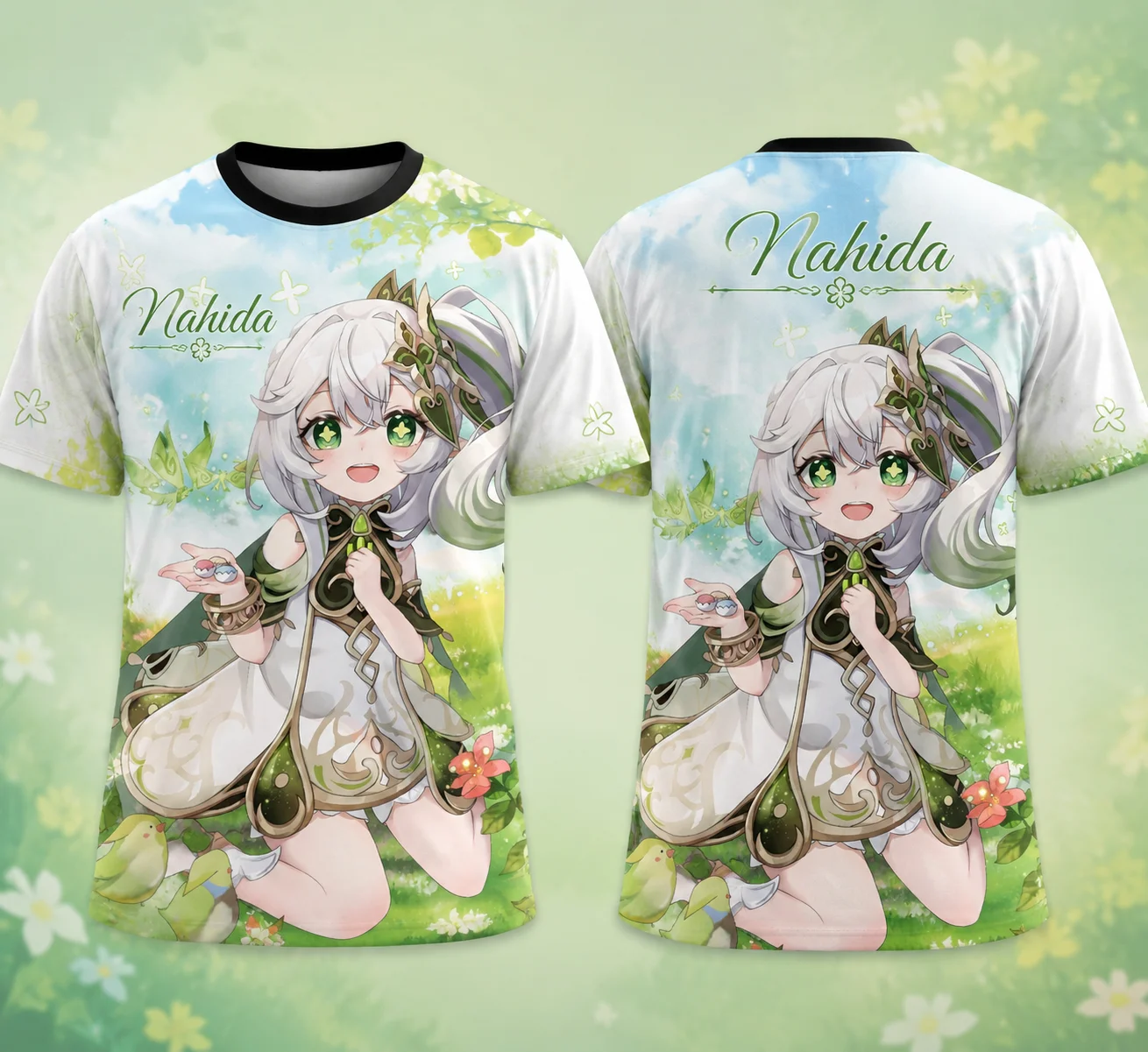 2026 Genshin Impact Nahida Anime T Shirt Green Unisex Cute Graphic Print Tee Streetwear Casual Y2K