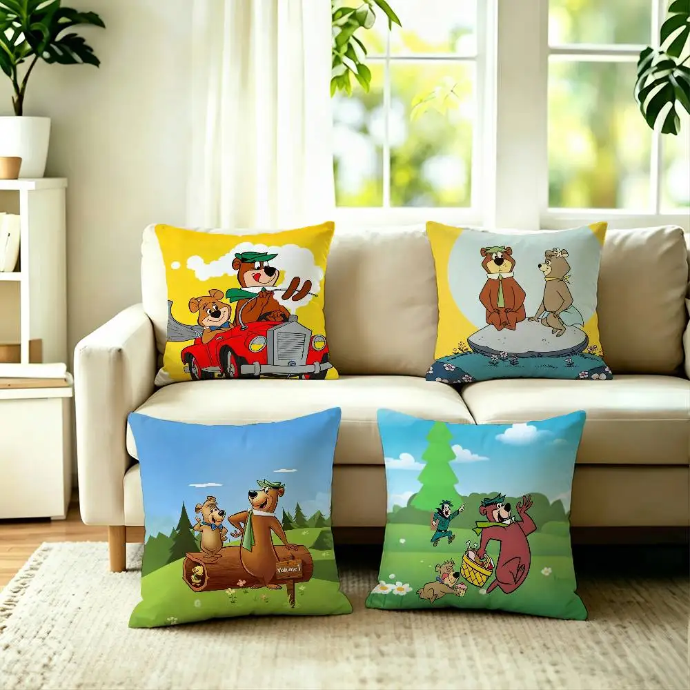 Cartoon The Yogi Bear Show Pillow Case Square Double-Sided Sofa Cushion Cover Bedroom Bedside Pillow