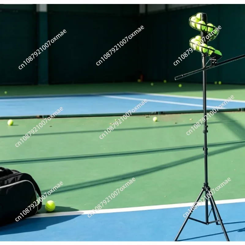Adjustable Speed & Height Automatic Tennis Ball Feeder Machine, Tennis Swing Practice Training Launcher