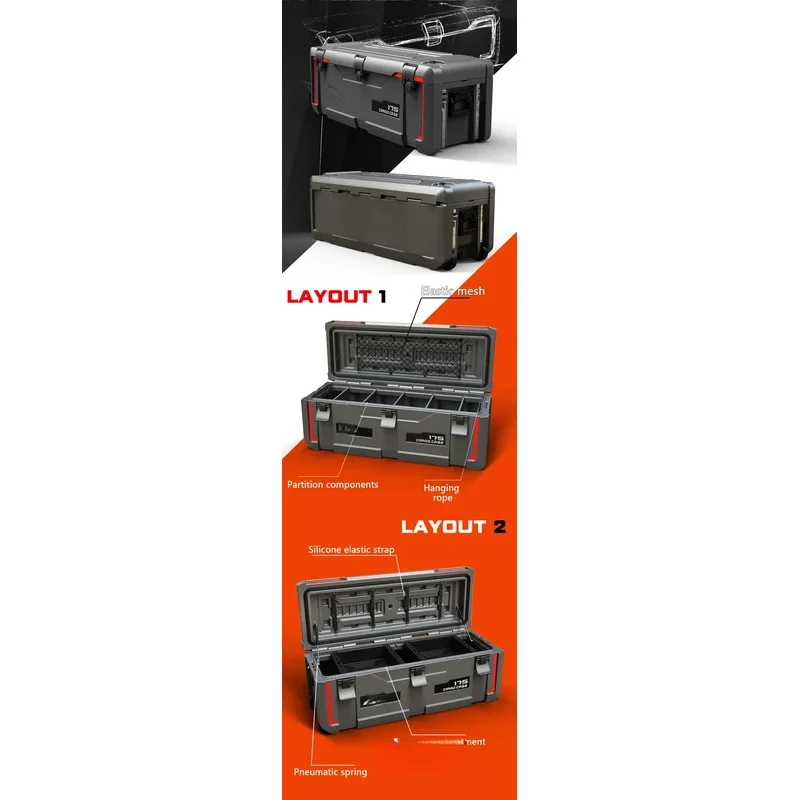Set Rotomolded Plastic Hard Box Tools Box Organizer Cargo