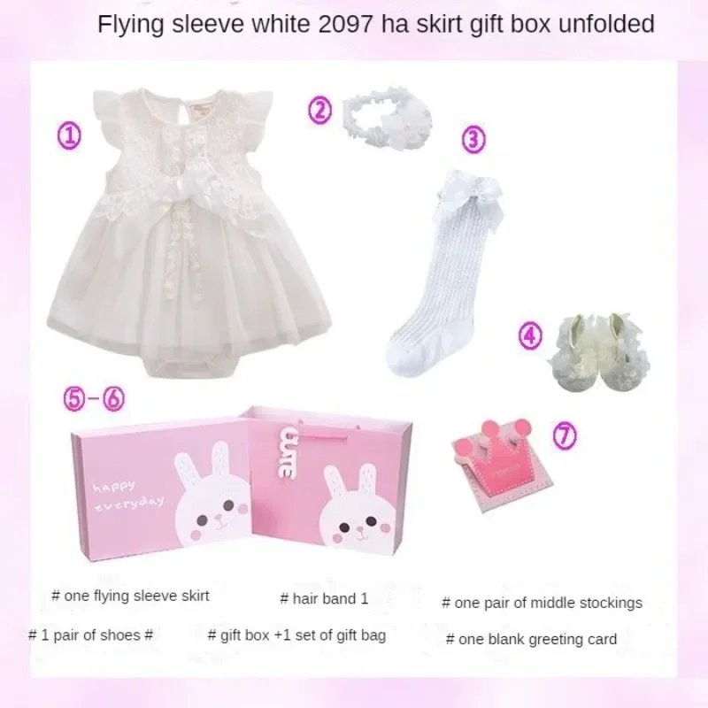 Cute Newborn Pink Jumpsuit Paired with Princess Skirt and Headband Set - Perfect Baby Girl Shower Gift Box