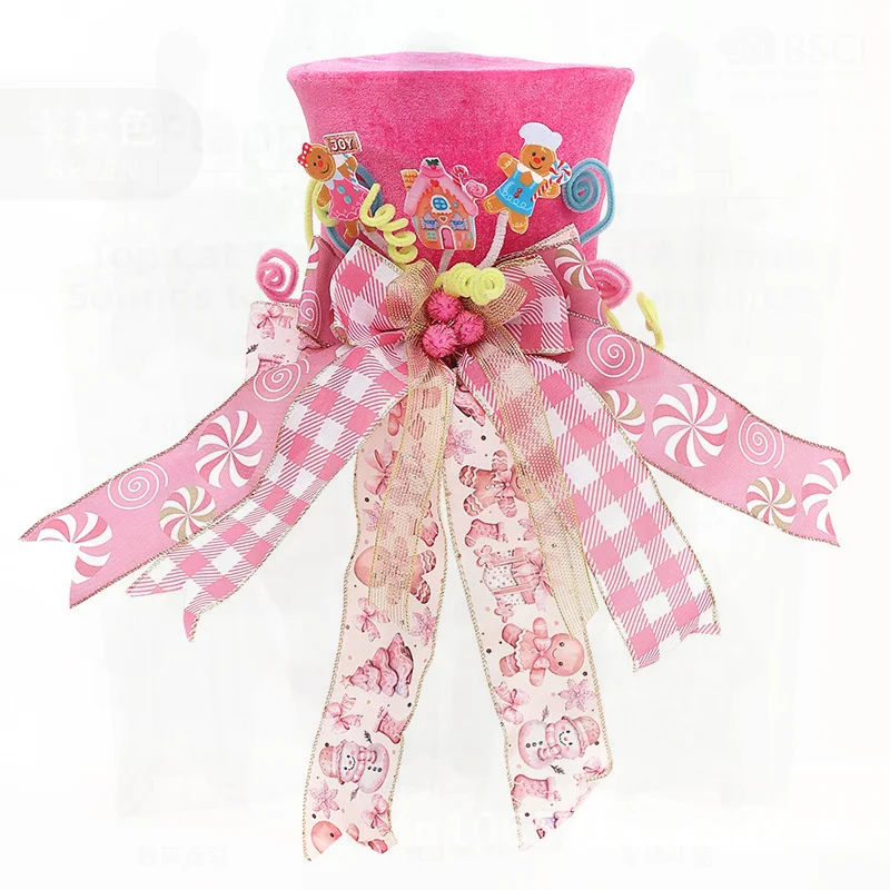 

Foldable Compressible Pink Gingerbread Man Bow Christmas Tree Topper Star Decoration European American Style Holiday DIY Decor