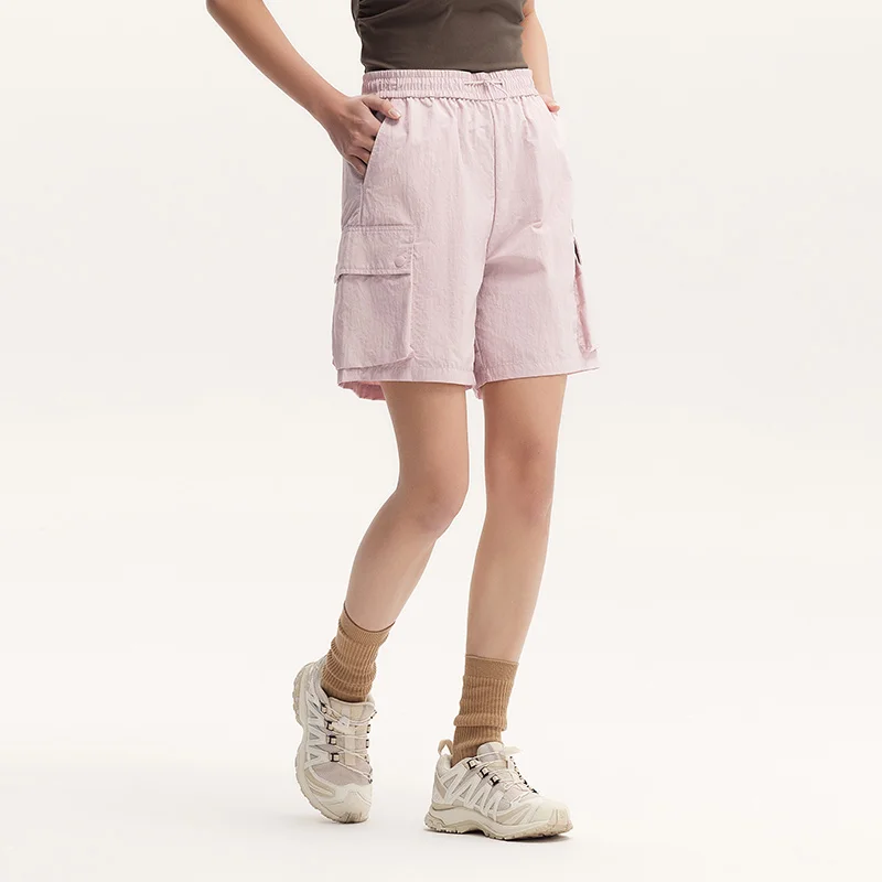 Semir Women Elastic Waist Loose Fit Solid Color Shorts 2024 Summer New Retro Textured Work Pants Cool And Trendy