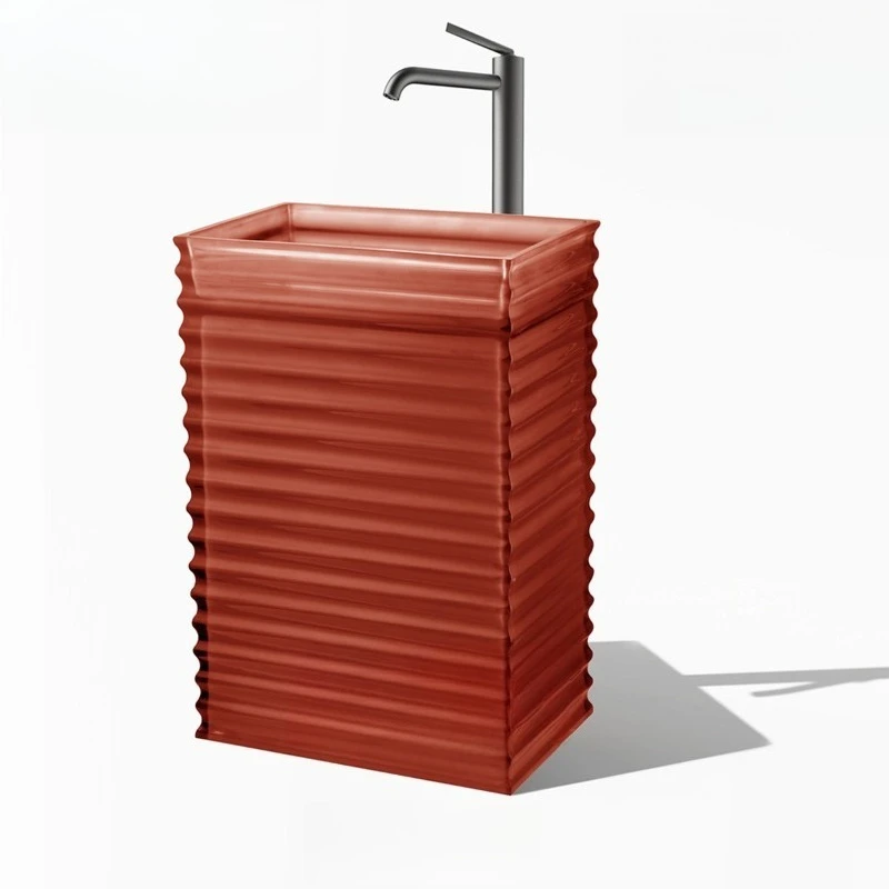 Square transparent floor-to-ceiling wash basin, household integrated, resin wash basin