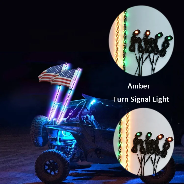 Quick Release Dancing Color Red Black Whip 5050 LED Chip 300pcs Each Meter LED Whip and Rock Light Kit