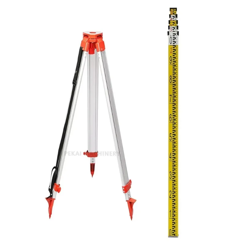 Light Duty Telescopic Aluminum Surveying Tripod and Staff for Auto Level, Survey Automatic Leve Tripod Ruler