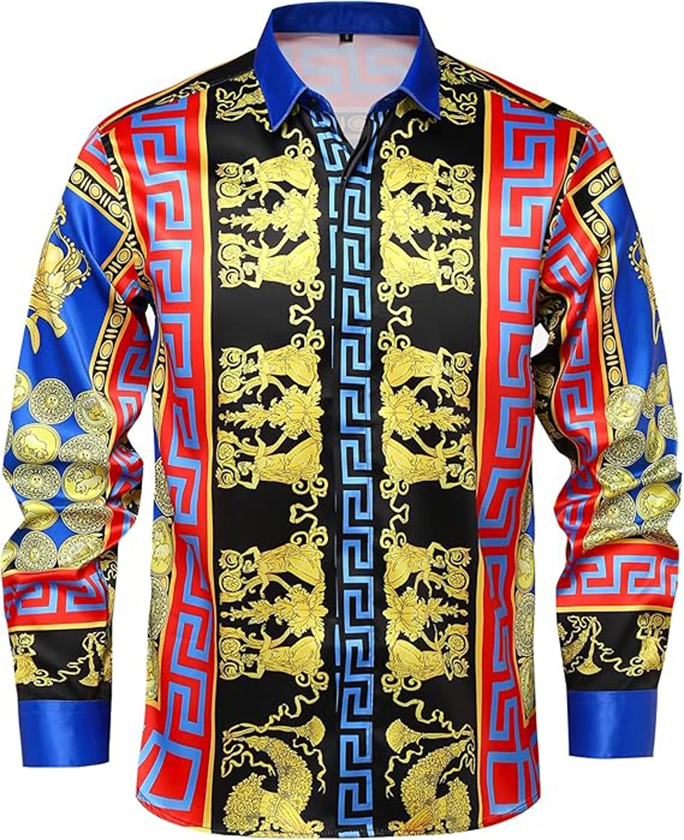 Men's French Court-style Golden Shirt Christmas Casual Outdoor Street Elastic Soft Summer New Daily T-Shirt Clothing Men Top's