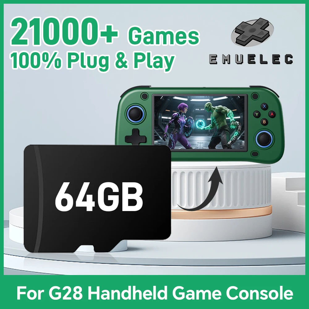 Scheda di memoria di gioco 64G per console di gioco portatile G28 26 emulatori per PS1/PSP/N64/NES/Sega Saturn/SNES con oltre 21000 giochi retrò