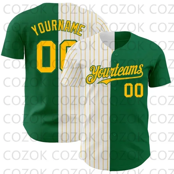 

Custom Green Color Stitch Baseball Jersey Men Women Short Sleeve Shirt 3D Printed Shirt Team Shirts Hip Hop Unisex Tops