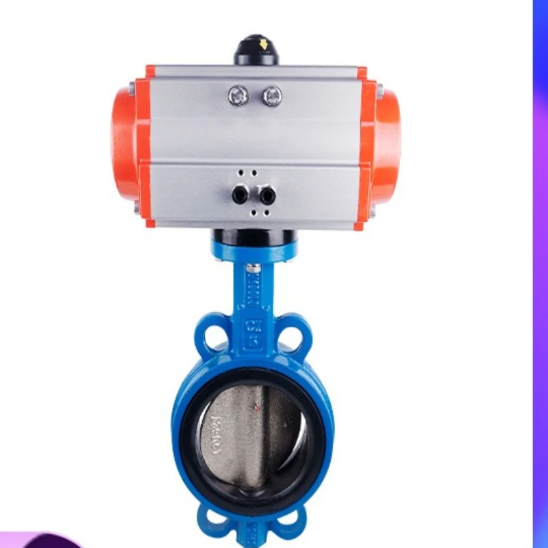 

Pneumatic single and double acting ductile iron soft seal clip-on butterfly valve stainless steel plate butterfly valve