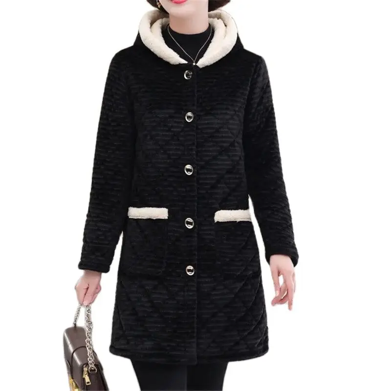 Giacca invernale in cotone donna 2023 nuovo cappotto allentato cappotto con cappuccio colore puro taddensare capispalla monopetto soprabito femminile