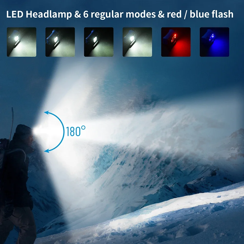 WUBEN H3 LED Headlamp 120Lumens With P8 LED  7 Working Modes HardLight 360° Adjustable Mini Headlight For Outoor Lighting