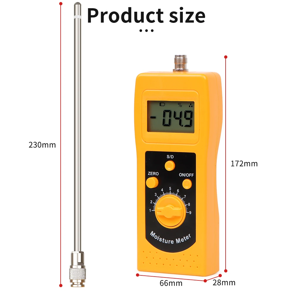 Imagem -05 - Medidor de Umidade de Alta Frequência Digital com Display Lcd Detector Úmido para Solo Areia de Prata Carvão Químico pó Combinado Dm300