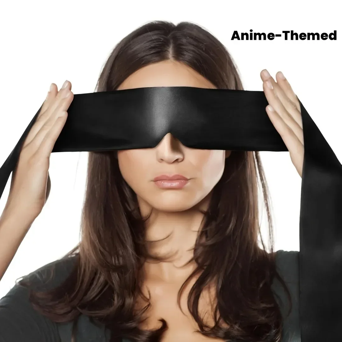 

Black Silk Anime Eye Mask, soft adjustable light-blocking accessory for sleep, travel and meditation