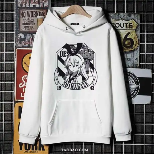 Anime kancolle shimakaze com capuz cosplay outono inverno das mulheres dos homens casaco solto jaqueta topos anime