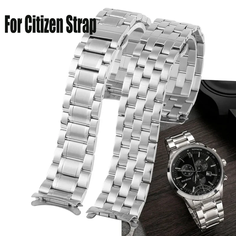 

Watch Strap 21mm Silver For Citizen AT2140 316L Soild Stainless steel Watch Band Men's butterfly clasp Bracelet