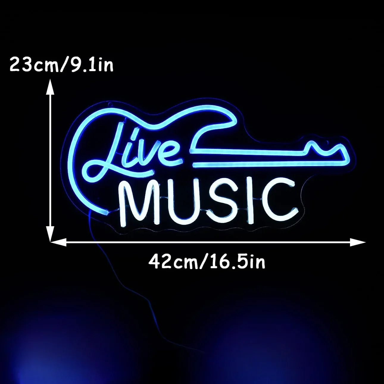 Guitar Neon Sign Blue White Live Music For Wall Decor LED Light Sign Letter Neon Light Art Decorative Light For Music Studio