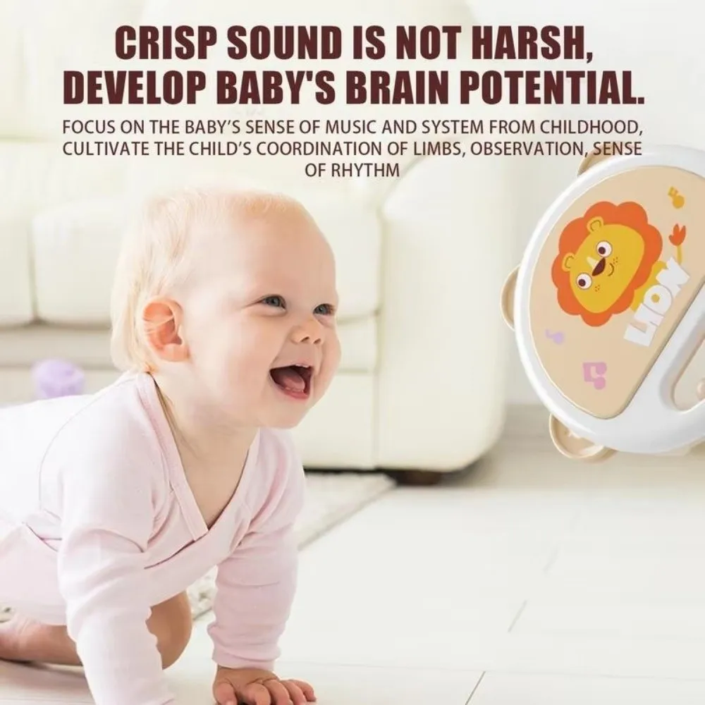 Нежный детский хлопающий бубен, пластиковый ударный инструмент с изображением льва, ручной бубен, инструмент для обучения детей