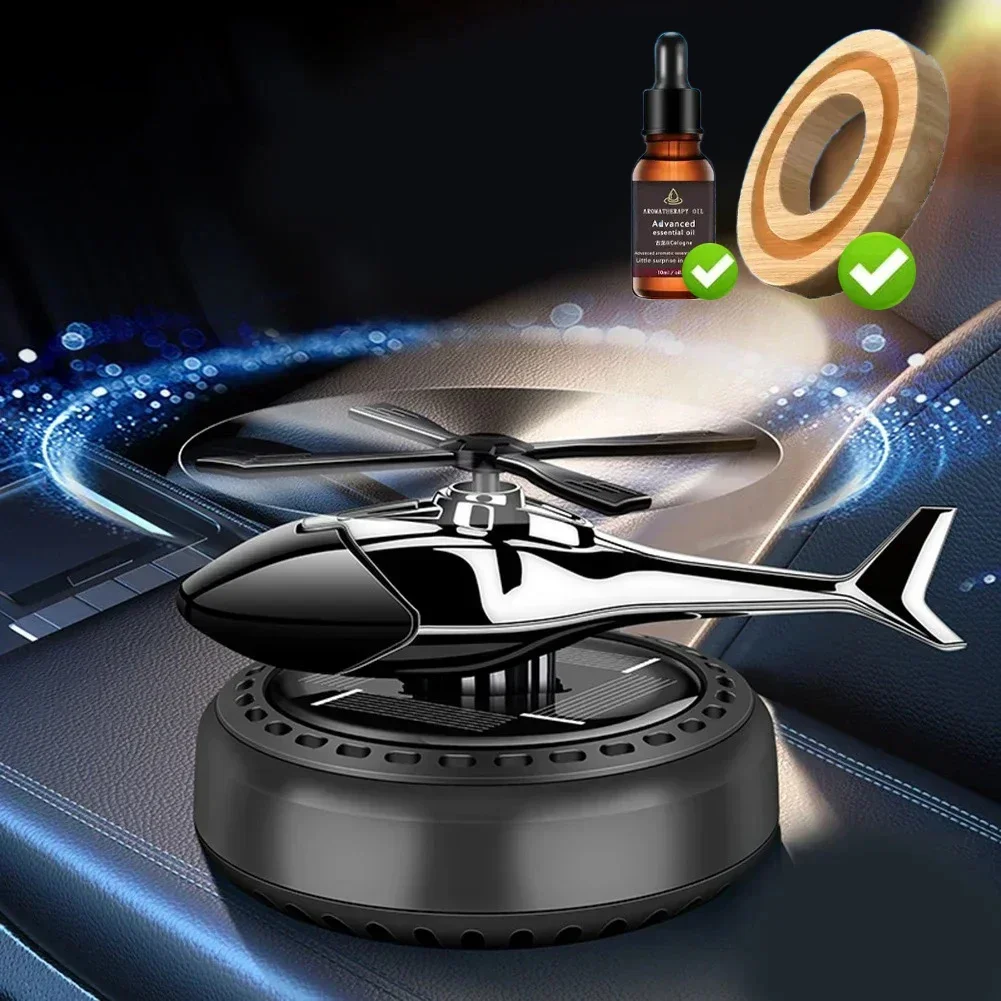 Helicopter Propeller Solar Air Freshener - Styling Car Interior Decor Aromatherapy Diffuser with Rotary Perfume, Solar Powered