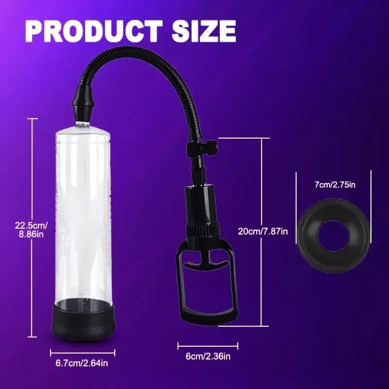 1 قطعة مضخة تفريغ القضيب دليل القضيب تمديد مضخة الضغط جهاز الكبار الذكور اللعب مع أكمام شفط مضخة القضيب اليدوية للبالغين