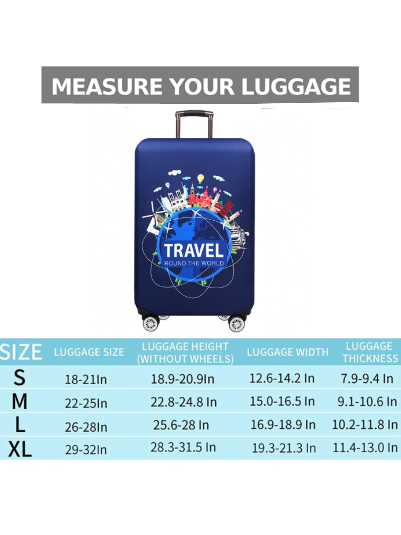 Luggage Cover Stretch Fabric Suitcase Protector Baggage Dust Case Cover Suitable for18-30 Inch Suitcase Case Travel Organize