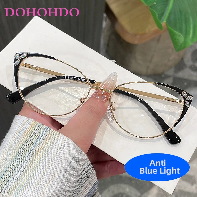 

Metal Cat Eye Glasses Women Men Trendy Brand Designer Optical Spectacle Computer Eye Protection Blue Light Blocking Eyeglasses