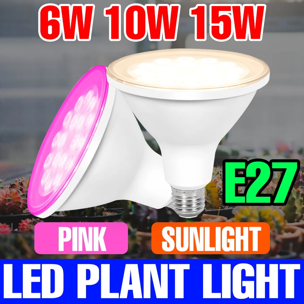 

15W LED Full Spectrum Grow Light Bulb E27/E26 Indoor Hydroponics Plant Lamp Potted Flowers Growth box Cultivation Fill Lighting