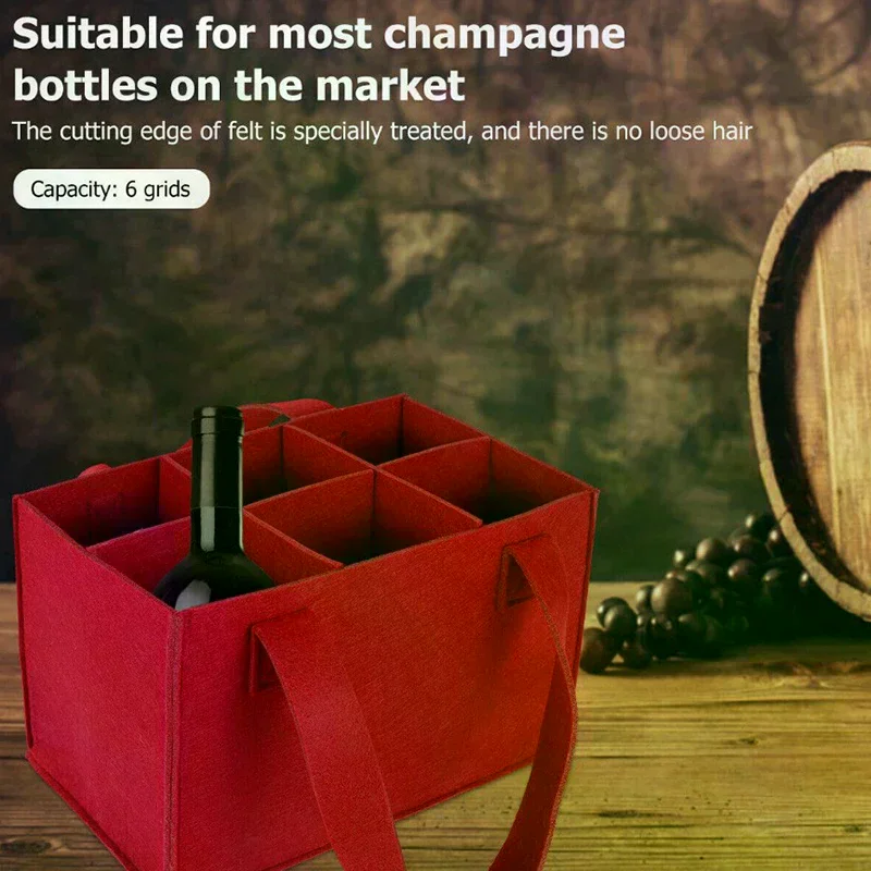 Foldable For Travel Wine Bottle Bag With Carry Handle Picnic Tear Resistant Waterproof 6 Compartments BBQ Party Lightweight