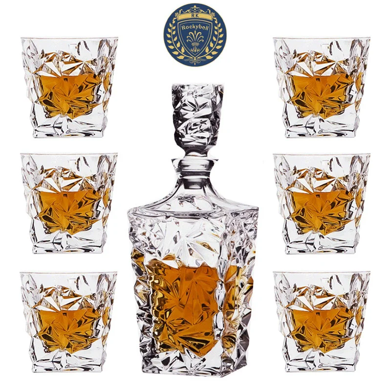 

7PCS/SET European Style Wine Glass Thickened Crystal Glass Sealed Wine Bottle Household Wine Pot and Foreign Whiskey Glass Set