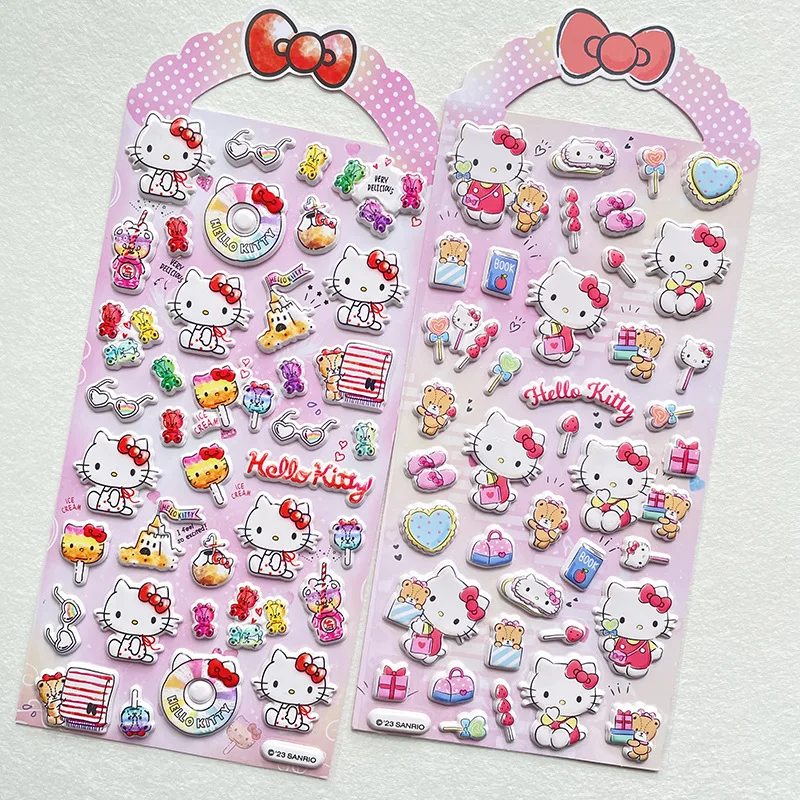 4 szt. Urocze naklejki 3D z motywem Sanrio, kreskówki anime, kawaii Kuromi Cinnamoroll, naklejki do samodzielnego tworzenia albumów, na laptopa, telefon, zabawki, prezenty