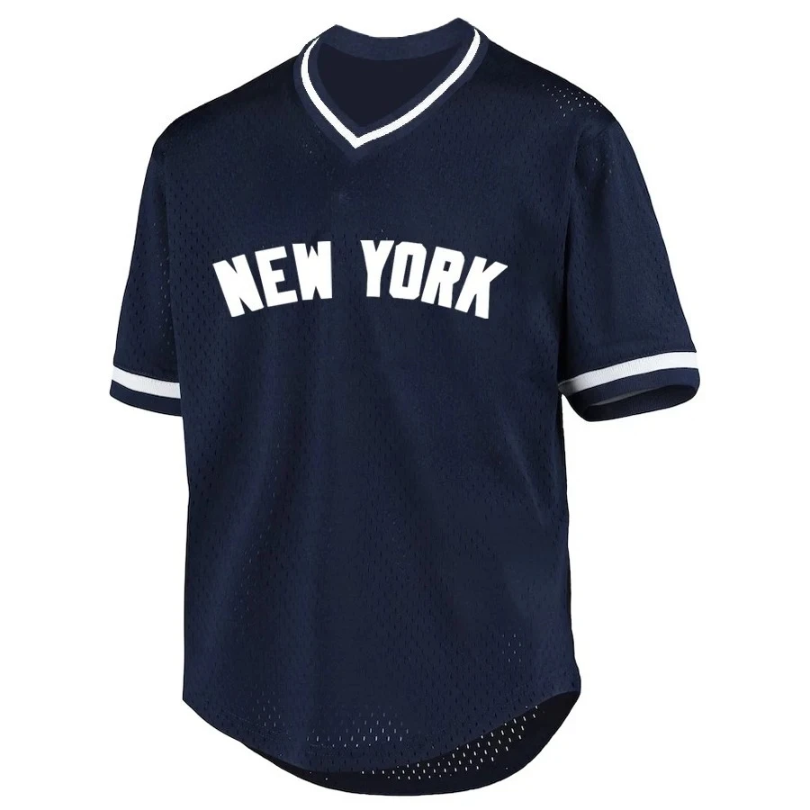 Men's Baseball Jersey, New York Letter-printed Baseball Shirt, Loose and Breathable, V-neck Short-sleeved, Retro Sportswear
