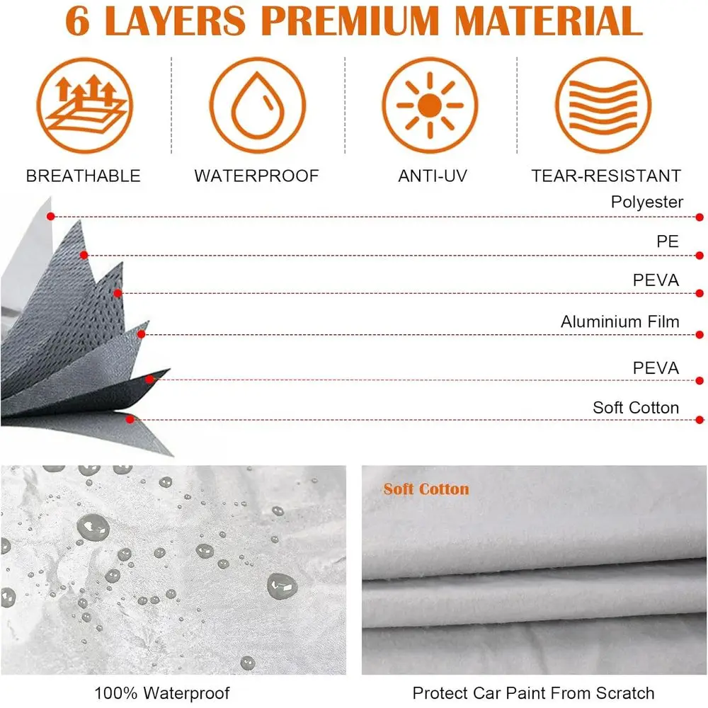 غطاء سيارة فضي مكون من 6 طبقات مناسب خصيصًا لسيارة نيسان ألتيما 2002-2025، مقاوم للطقس مع وصول بسحاب وأشرطة مقاومة للرياح #3