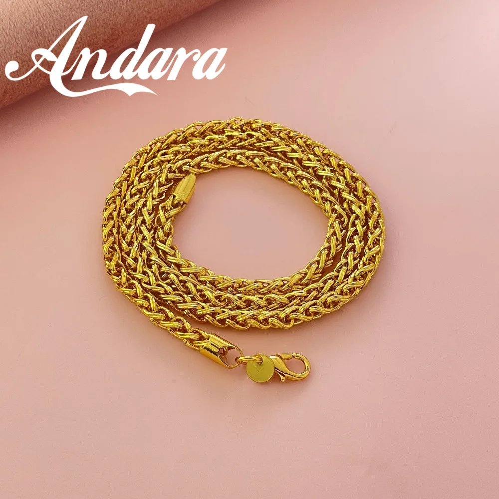 Andara 18K Gold Plated 4mm Wide Chain Necklace 16/24 Inch Length for Women And Men Elegant Fashion Charm Jewelry for Engagement